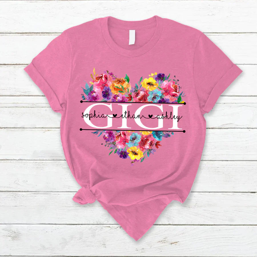 Bright Watercolor Floral Gigi And Grandkis CTH01 T-Shirt