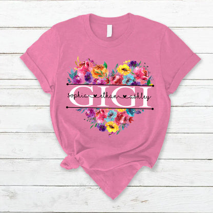 Bright Watercolor Floral Gigi And Grandkis CTH01 T-Shirt