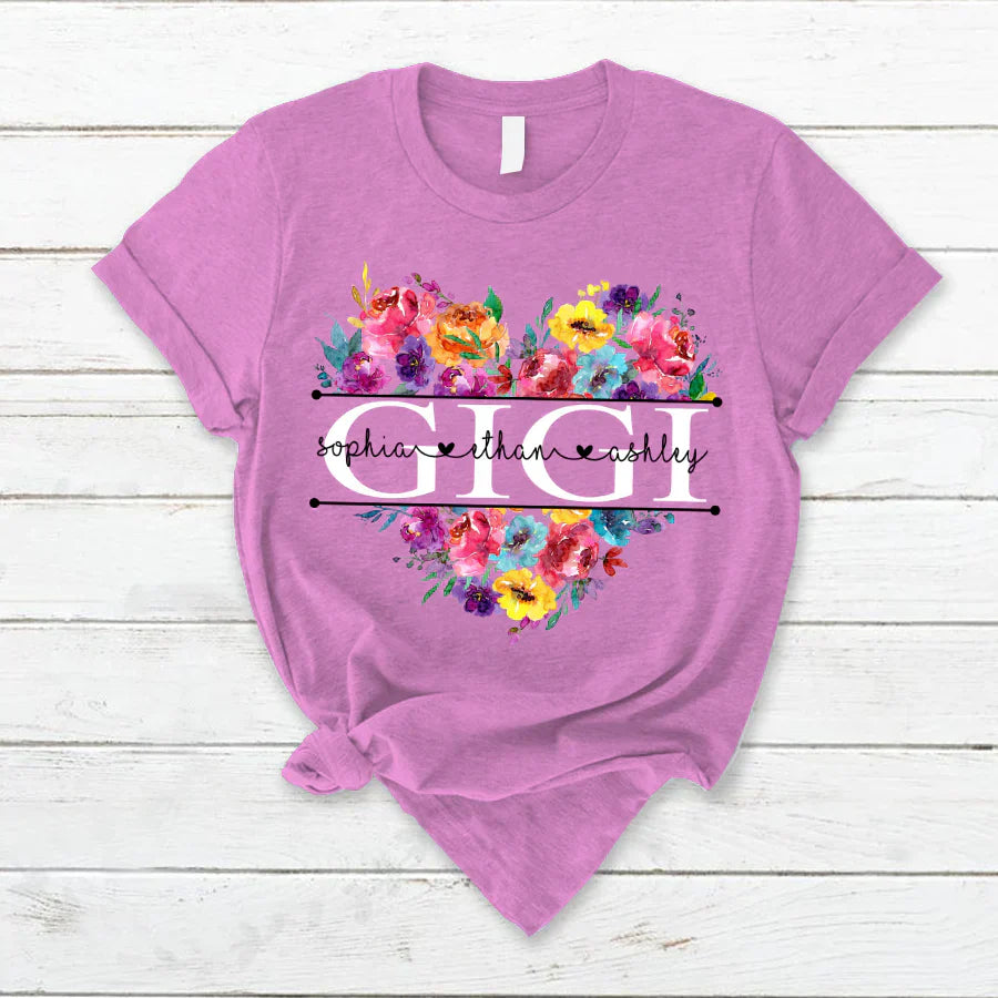 Bright Watercolor Floral Gigi And Grandkis CTH01 T-Shirt