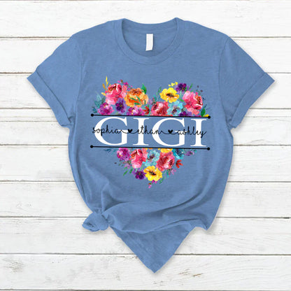 Bright Watercolor Floral Gigi And Grandkis CTH01 T-Shirt