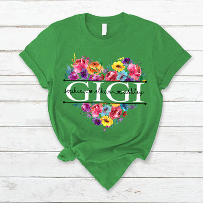 Bright Watercolor Floral Gigi And Grandkis CTH01 T-Shirt