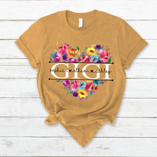 Bright Watercolor Floral Gigi And Grandkis CTH01 T-Shirt