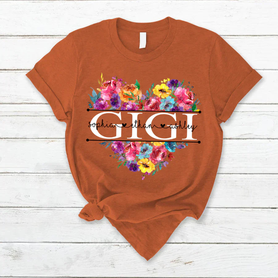 Bright Watercolor Floral Gigi And Grandkis CTH01 T-Shirt