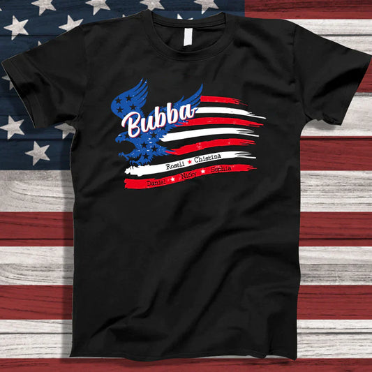 Bubba With Grandkids Names 4th Of July CTL94 T-Shirt