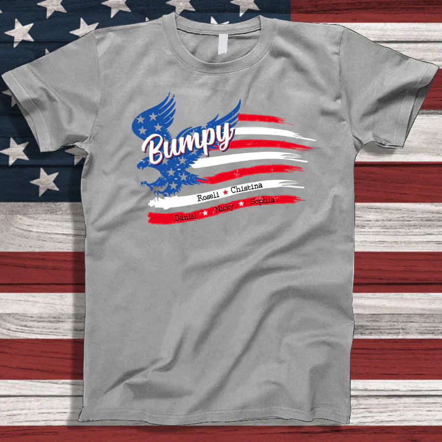 Bumpy With Grandkids Names 4th Of July CTL94 T-Shirt