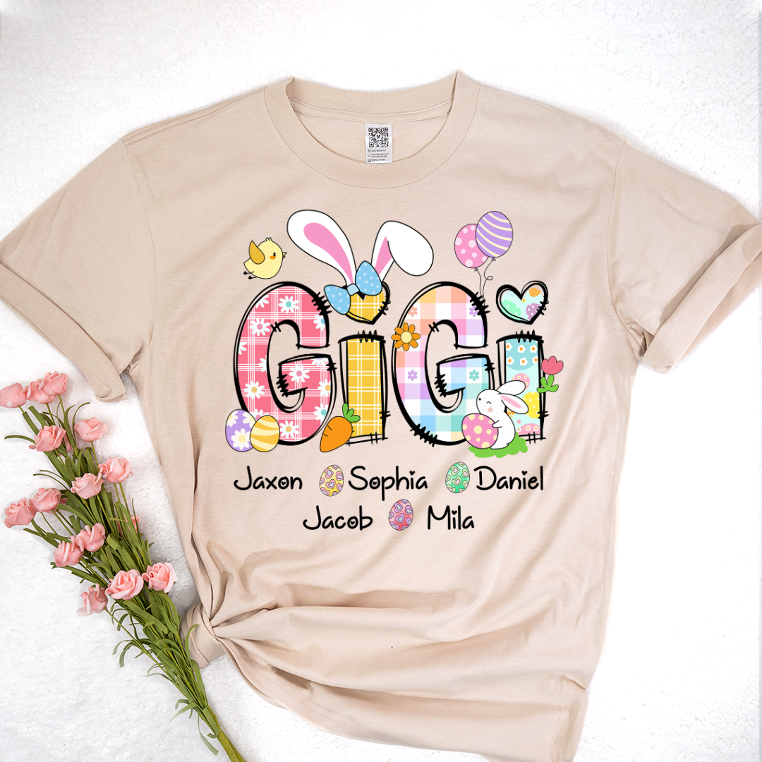 Bunny Easter Gigi Custom Gigi And Grandkids T-Shirt