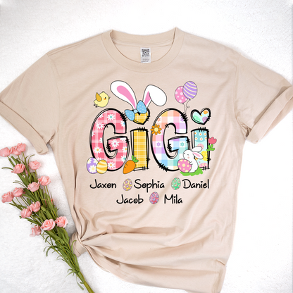 Bunny Easter Gigi Custom Gigi And Grandkids T-Shirt
