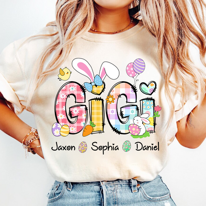 Bunny Easter Gigi Custom Gigi And Grandkids T-Shirt
