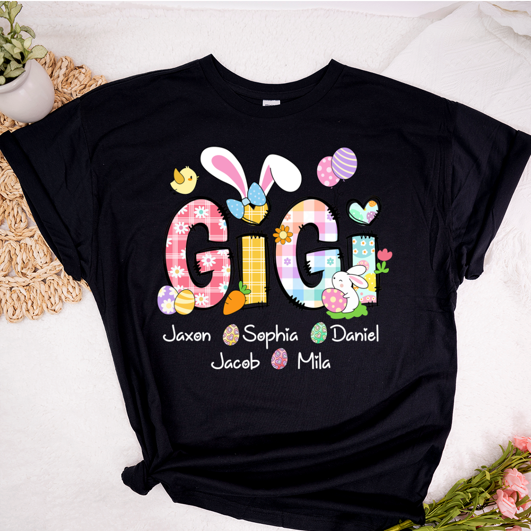 Bunny Easter Gigi Custom Gigi And Grandkids T-Shirt
