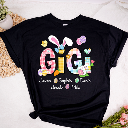 Bunny Easter Gigi Custom Gigi And Grandkids T-Shirt