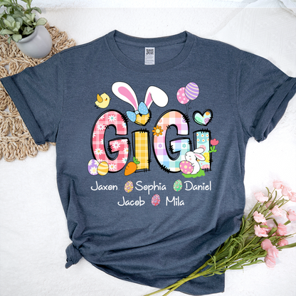 Bunny Easter Gigi Custom Gigi And Grandkids T-Shirt