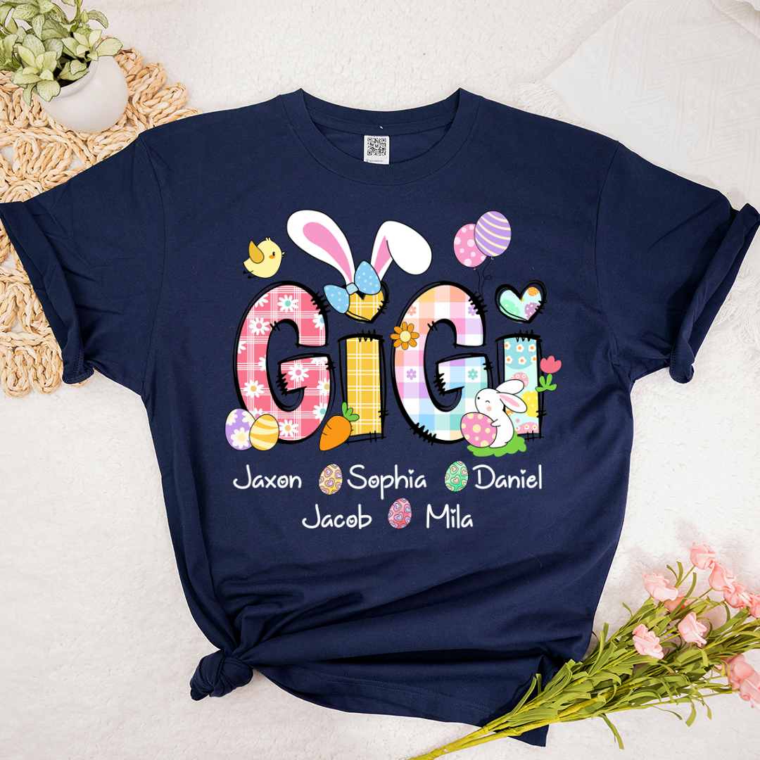Bunny Easter Gigi Custom Gigi And Grandkids T-Shirt