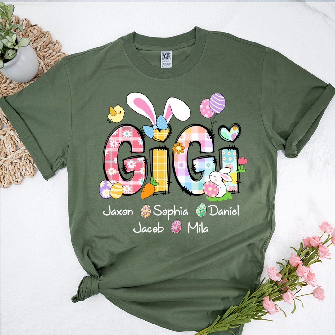Bunny Easter Gigi Custom Gigi And Grandkids T-Shirt