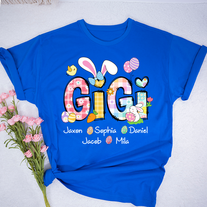 Bunny Easter Gigi Custom Gigi And Grandkids T-Shirt