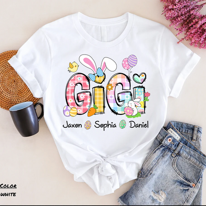 Bunny Easter Gigi Custom Gigi And Grandkids T-Shirt