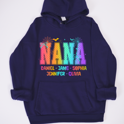 Checkered Halloween Drip Neon Nana And Grandkids Shirt