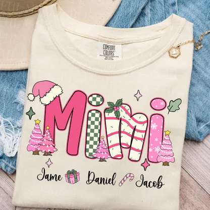 Chirstmas Trees Mimi with Grandkids Peronalized Shirt