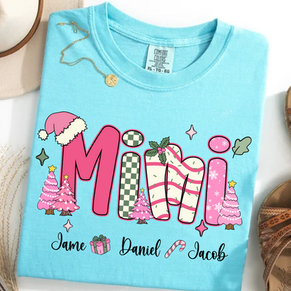 Chirstmas Trees Mimi with Grandkids Peronalized Shirt