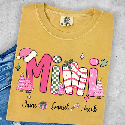 Chirstmas Trees Mimi with Grandkids Peronalized Shirt