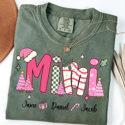 Chirstmas Trees Mimi with Grandkids Peronalized Shirt
