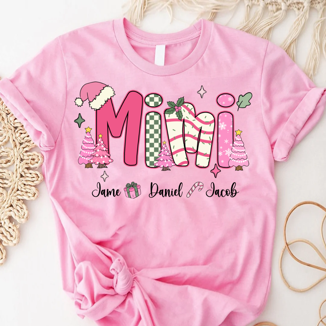 Chirstmas Trees Mimi with Grandkids Peronalized Shirt