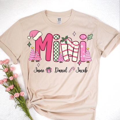Chirstmas Trees Mimi with Grandkids Peronalized Shirt