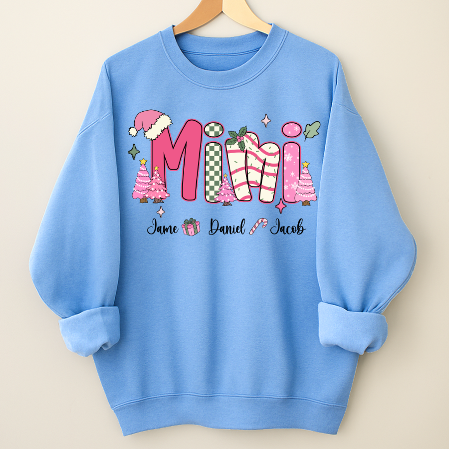 Chirstmas Trees Mimi with Grandkids Peronalized Shirt