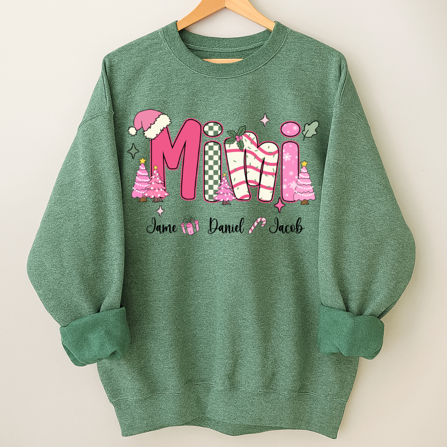 Chirstmas Trees Mimi with Grandkids Peronalized Shirt
