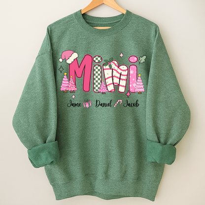 Chirstmas Trees Mimi with Grandkids Peronalized Shirt