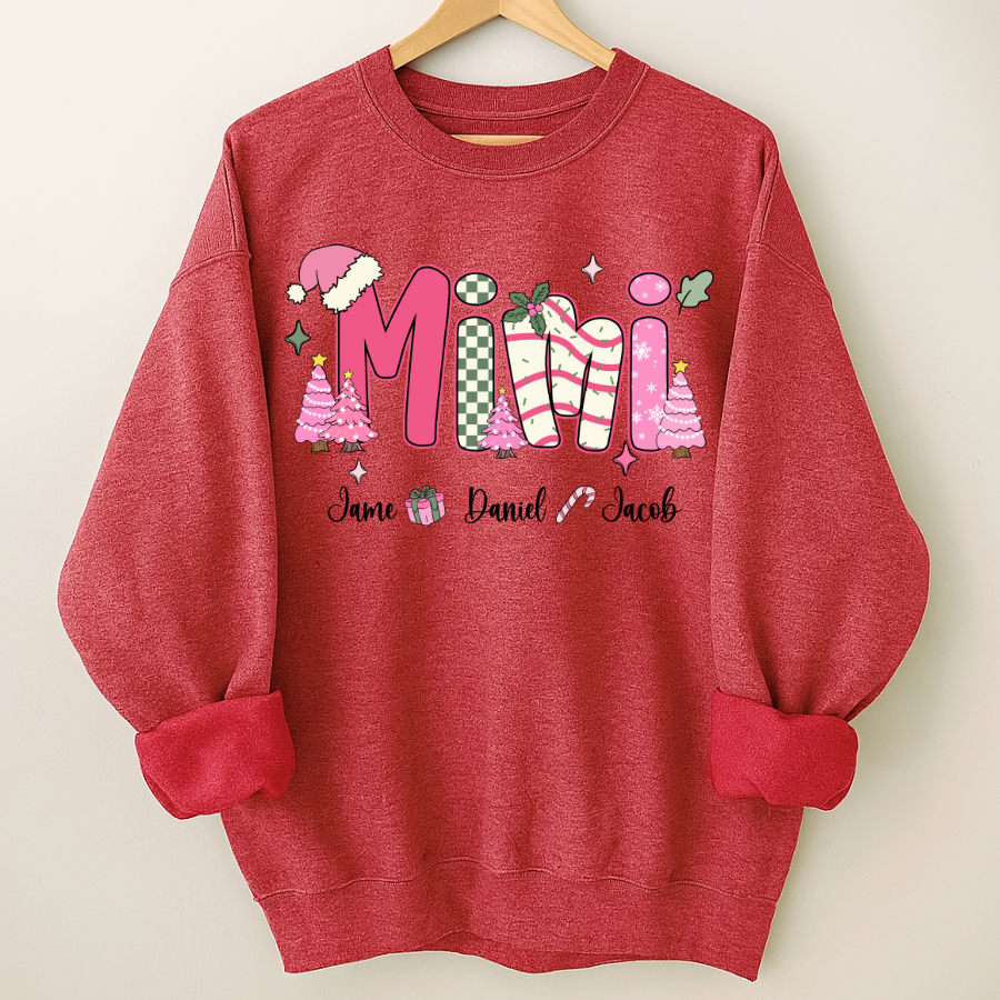 Chirstmas Trees Mimi with Grandkids Peronalized Shirt