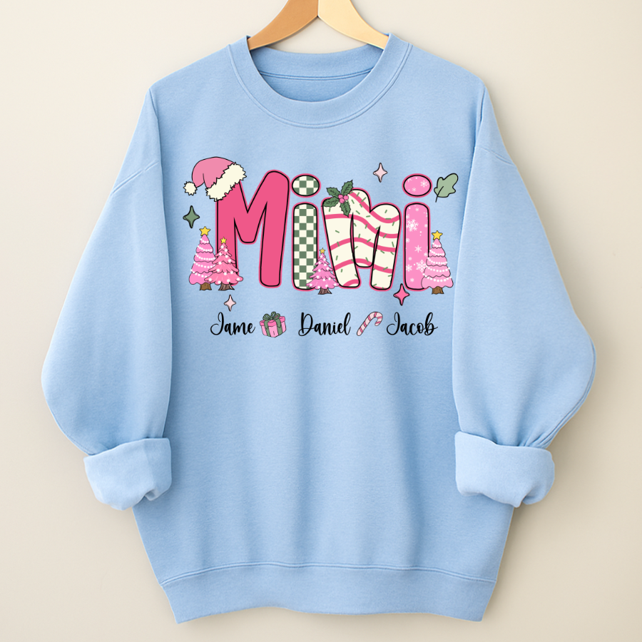 Chirstmas Trees Mimi with Grandkids Peronalized Shirt