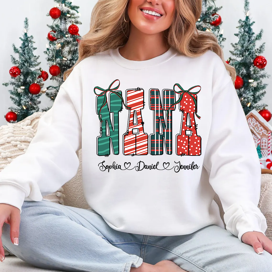 Preppy Christmas Nana, Nana and Grankids Personlized Shirt