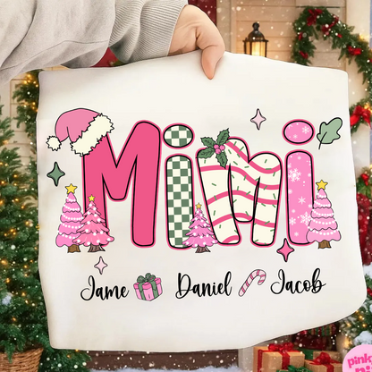 Chirstmas Trees Mimi with Grandkids Peronalized Shirt