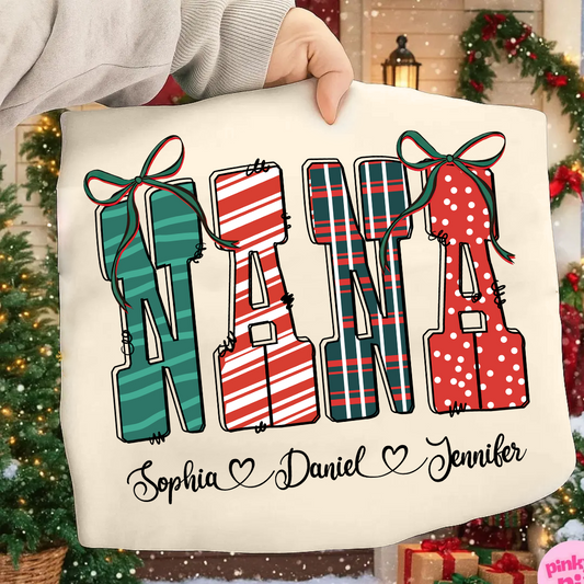 Preppy Christmas Nana, Nana and Grankids Personlized Shirt