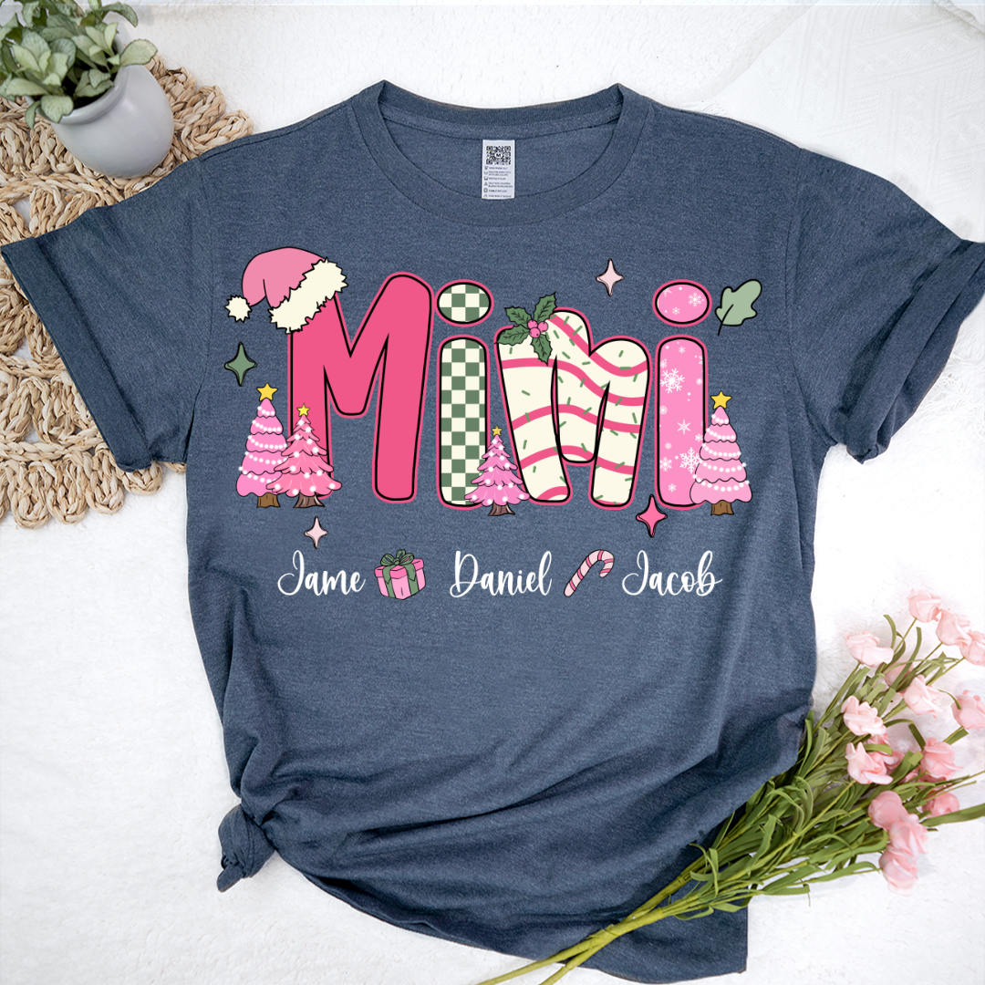 Chirstmas Trees Mimi with Grandkids Peronalized Shirt