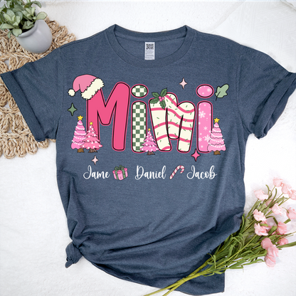 Chirstmas Trees Mimi with Grandkids Peronalized Shirt