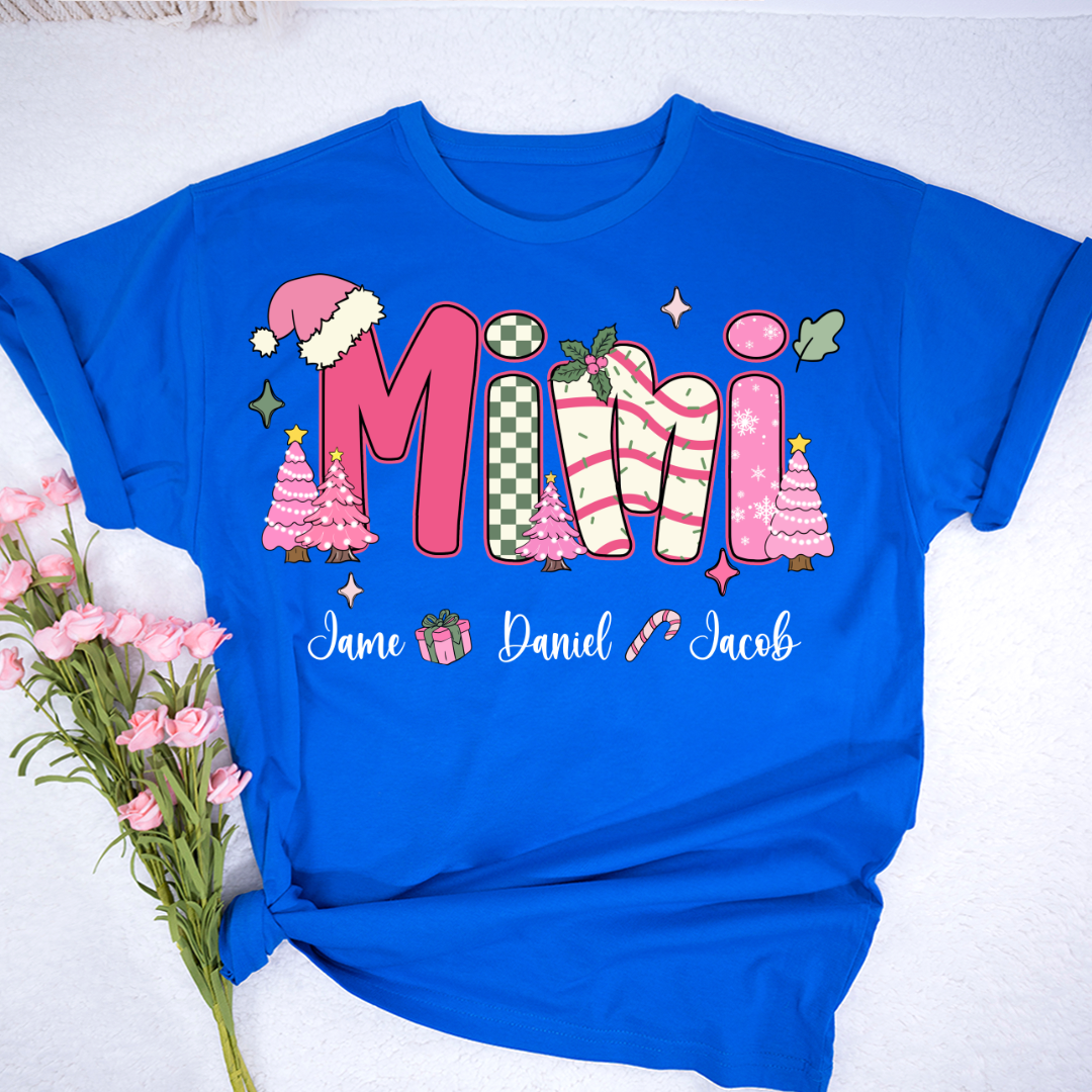 Chirstmas Trees Mimi with Grandkids Peronalized Shirt