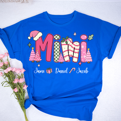Chirstmas Trees Mimi with Grandkids Peronalized Shirt