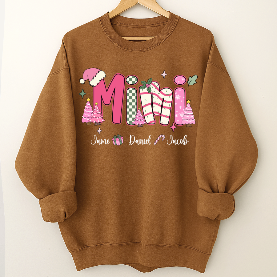 Chirstmas Trees Mimi with Grandkids Peronalized Shirt