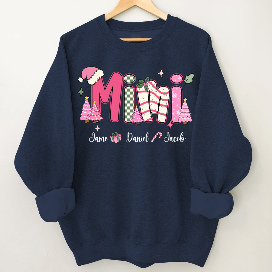 Chirstmas Trees Mimi with Grandkids Peronalized Shirt