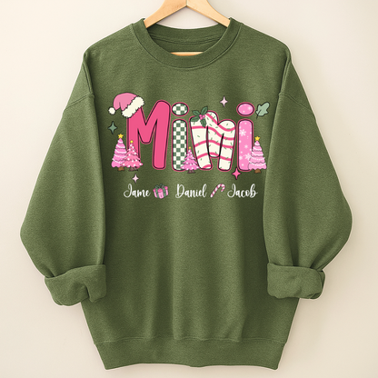 Chirstmas Trees Mimi with Grandkids Peronalized Shirt