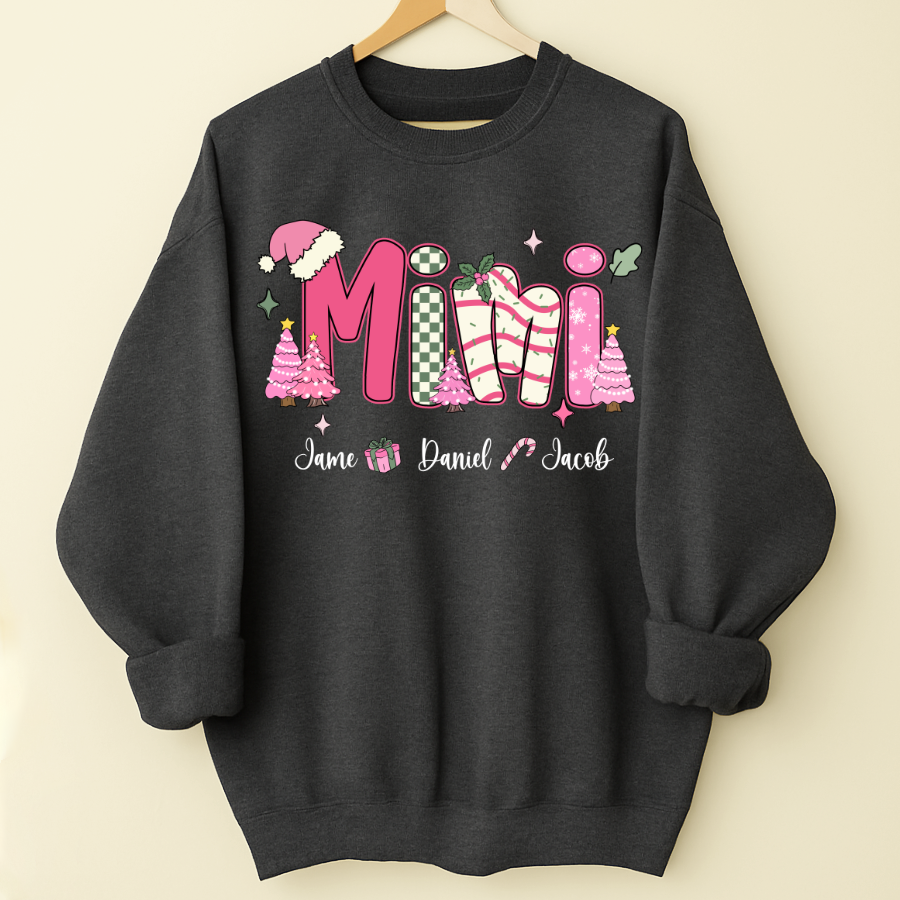 Chirstmas Trees Mimi with Grandkids Peronalized Shirt