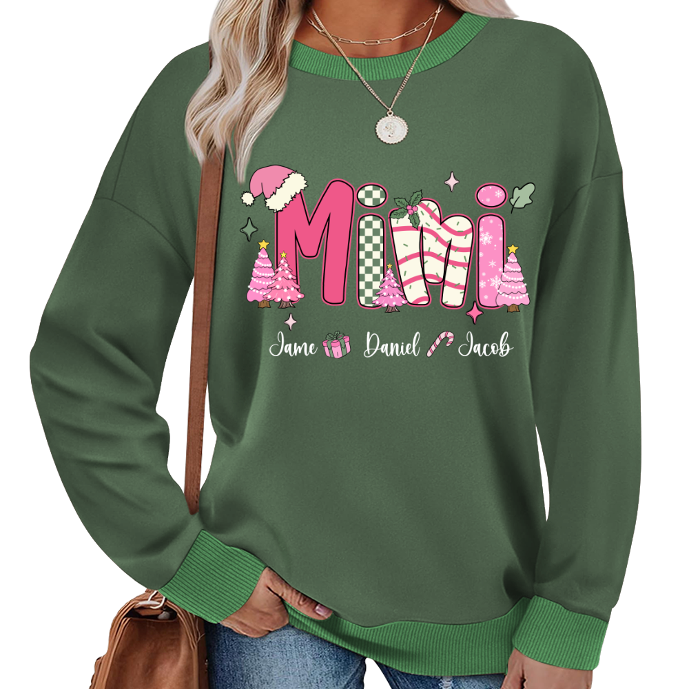 Chirstmas Trees Mimi with Grandkids Peronalized Shirt