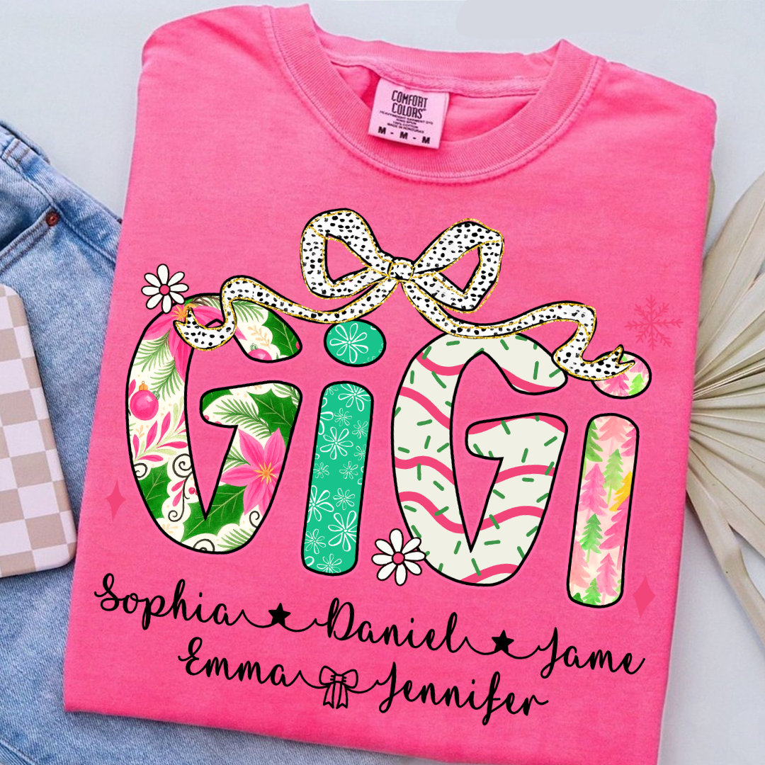 Christmas Cozy Gigi with Grandkids Personalized Shirt