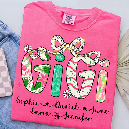 Christmas Cozy Gigi with Grandkids Personalized Shirt