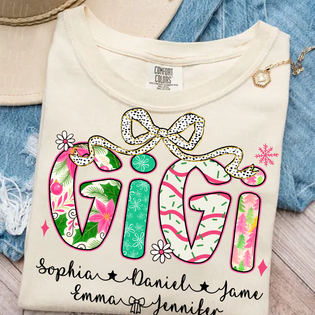 Christmas Cozy Gigi with Grandkids Personalized Shirt
