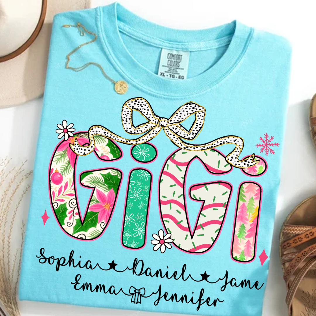 Christmas Cozy Gigi with Grandkids Personalized Shirt