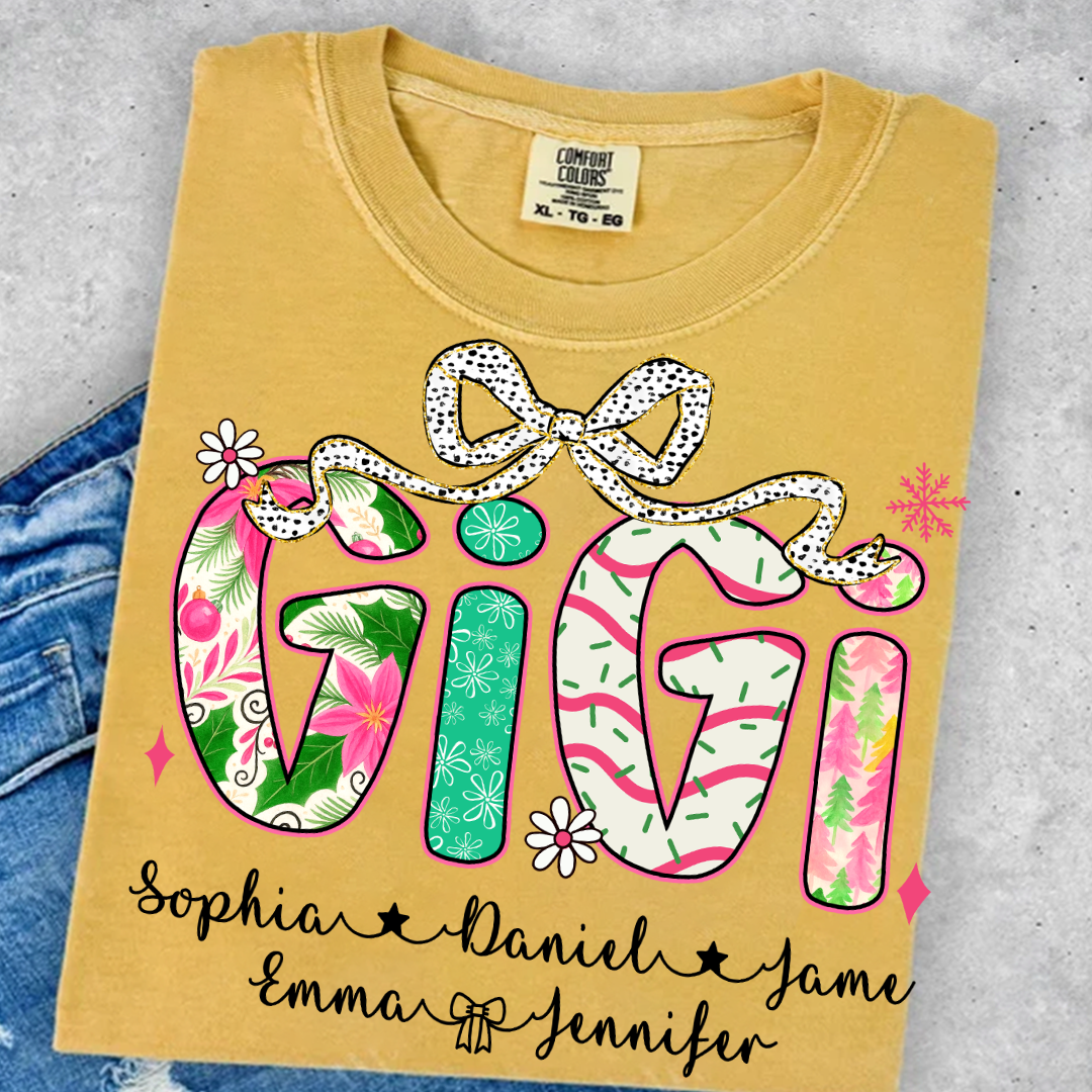Christmas Cozy Gigi with Grandkids Personalized Shirt