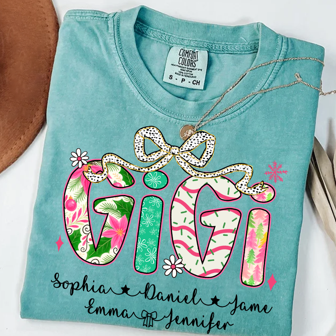 Christmas Cozy Gigi with Grandkids Personalized Shirt