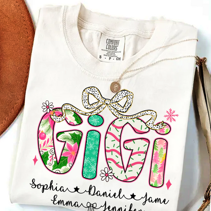 Christmas Cozy Gigi with Grandkids Personalized Shirt